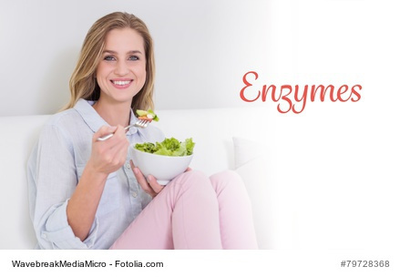 Woman Eating Food With Enzymes